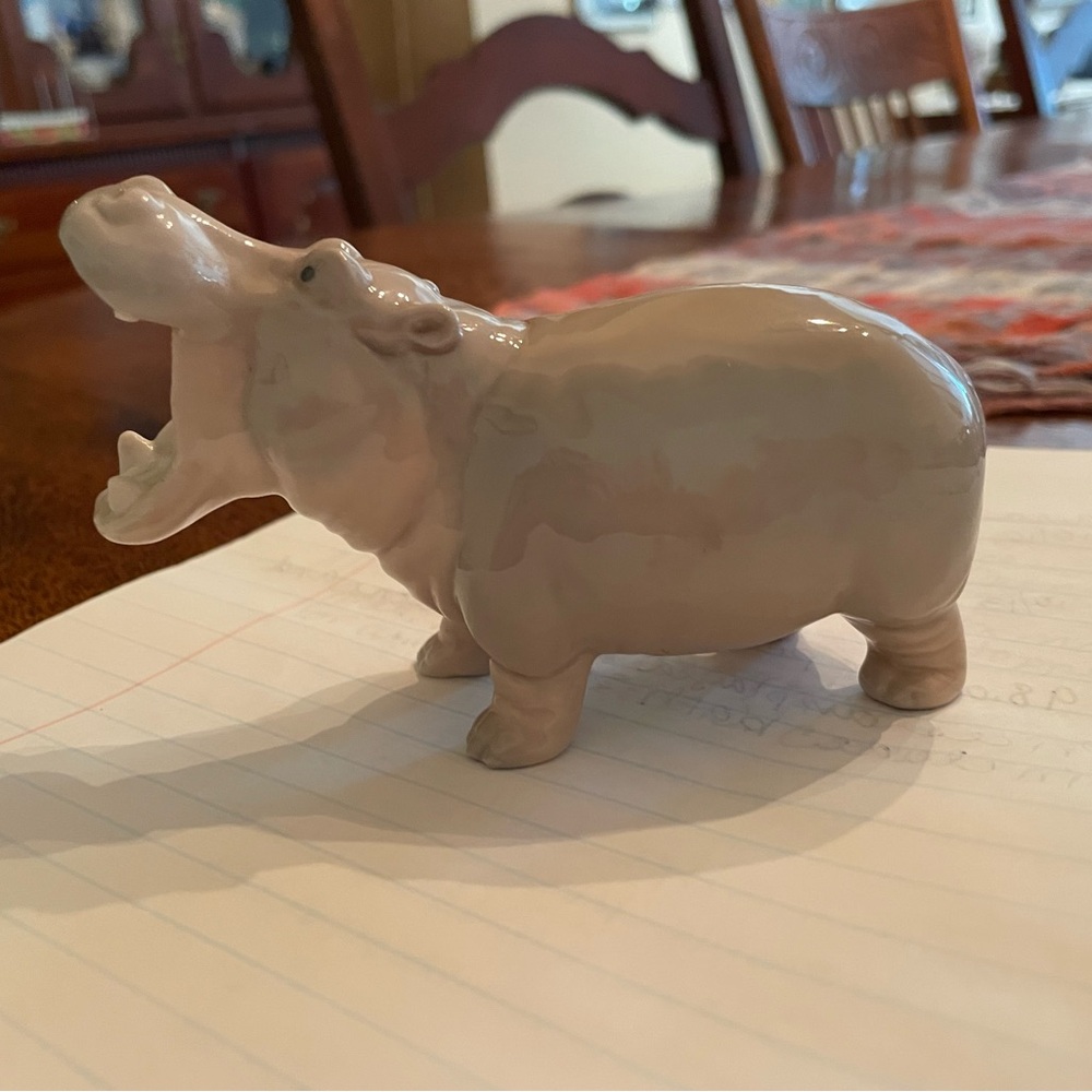 OTA Giri Japan Porcelain Hippo Figurine - Grey